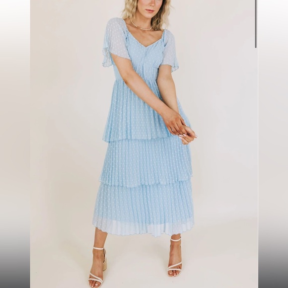 Light Blue Polka Dot Dress - Picture 4 of 4